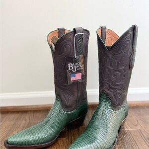 NWT NEW Teal Green Exotic Lizard Green & Brown Western Boots by Black Jack Boots